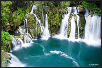 Innrammet plakat Waterfalls of Martin Brod on Una national park, Bosnia and Herzegovina