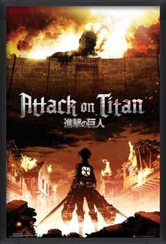 Innrammet plakat Attack on Titan (Shingeki no kyojin) - Key Art
