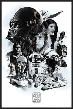Innrammet plakat Star Wars - Montage (40th Anniversary )